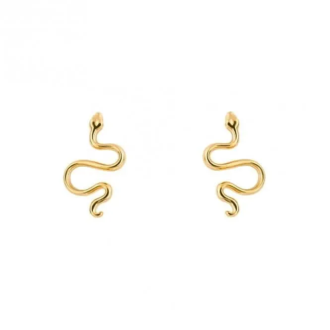 Boucles d'oreilles à clous en forme de serpent plaquées or E6239 Beginnings Jewellery
