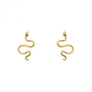 Boucles d'oreilles à clous en forme de serpent plaquées or E6239 Beginnings Jewellery