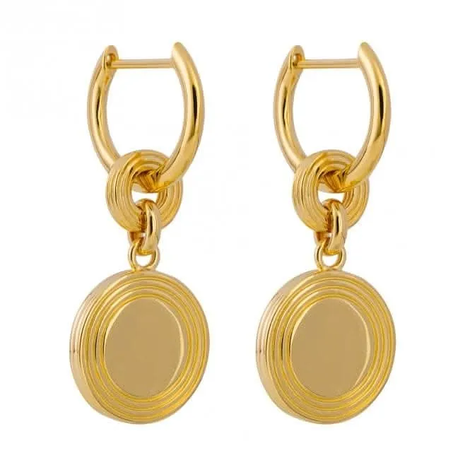 Boucles d'oreilles à anneaux assemblés avec disque plaqué or E6256 Beginnings Jewellery