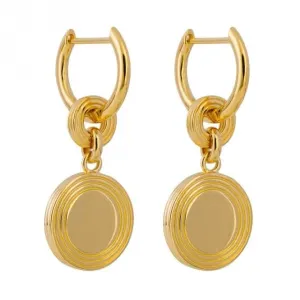 Boucles d'oreilles à anneaux assemblés avec disque plaqué or E6256 Beginnings Jewellery