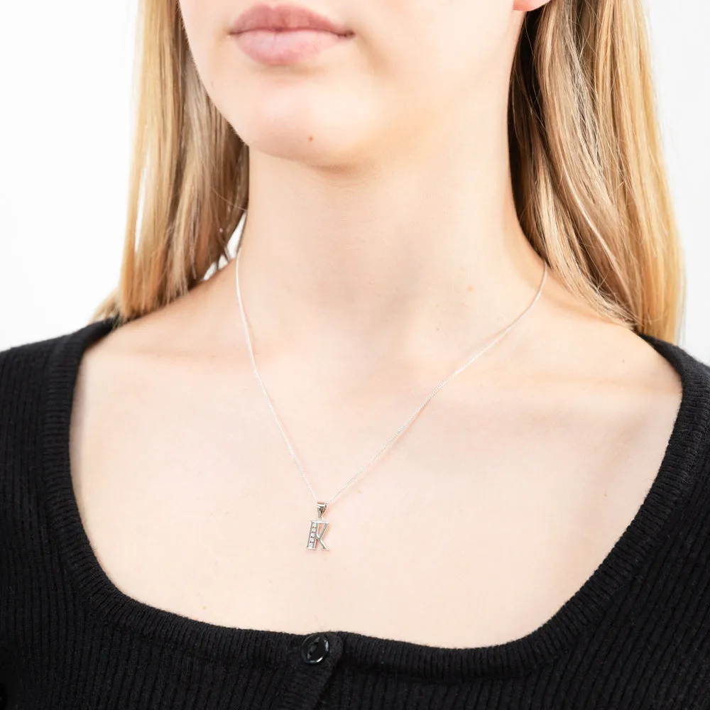 Pendentif en argent sterling avec zirconium cubique initial 