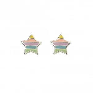 Boucles d'oreilles étoiles arc-en-ciel en argent sterling émaillé A2056 Beginnings Jewellery