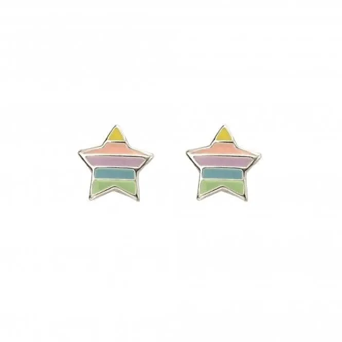 Boucles d'oreilles étoiles arc-en-ciel en argent sterling émaillé A2056 Beginnings Jewellery