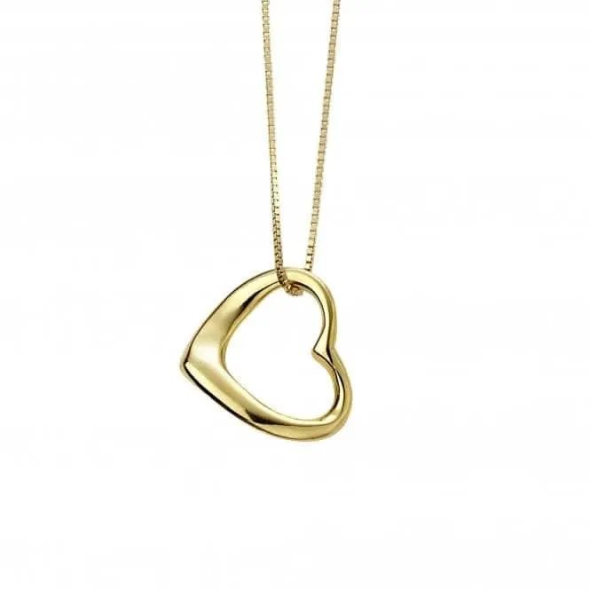 Pendentif Cœur en Argent Sterling Plaqué Or P4869 - Bijoux Beginnings