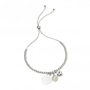 Bracelet coulissant avec charme en forme de cœur en argent sterling et perle B5242W - Beginnings Jewellery