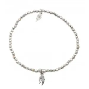 Bracelet en argent sterling plaqué rhodium à perles et double plume ERLB028 Ania Haie Jewellery