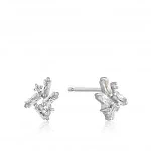 Boucles d'oreilles à clous en argent sterling plaqué rhodium avec motif en grappe E018-05H Ania Haie Jewellery