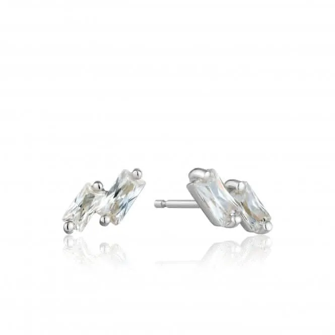 Boucles d'oreilles à clous en argent sterling plaqué rhodium brillant E018-07H Ania Haie Jewellery