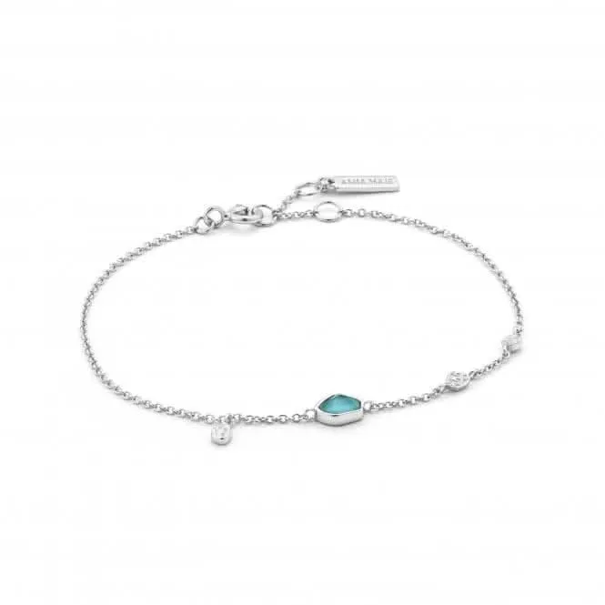 Bracelet en argent sterling plaqué rhodium avec disques de turquoise B014-01H Ania Haie Jewellery