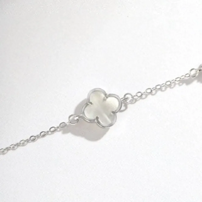 Bracelet en argent sterling plaqué rhodium blanc chanceux à 4 feuilles ERLB044 Ania Haie Jewellery