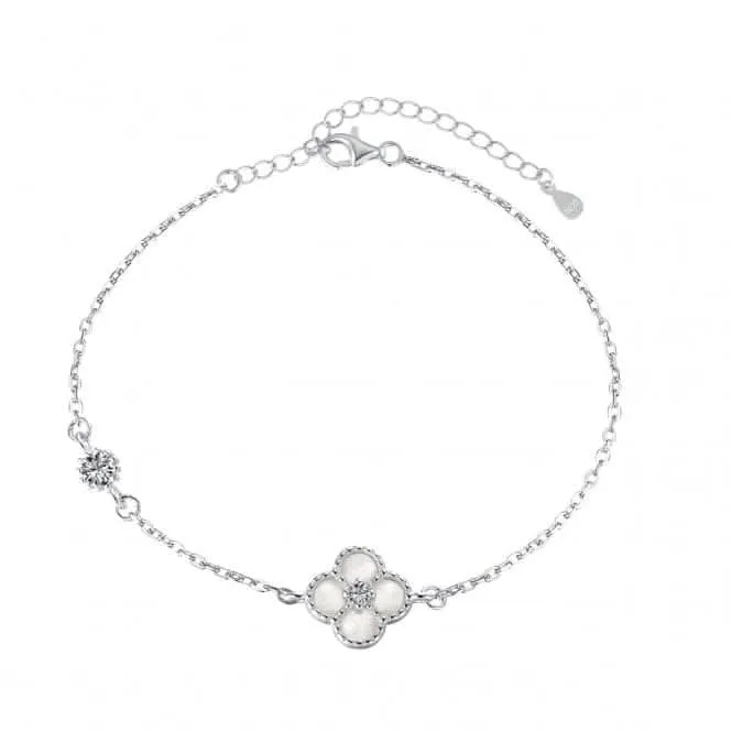 Bracelet en argent sterling plaqué rhodium blanc chanceux à 4 feuilles ERLB044 Ania Haie Jewellery