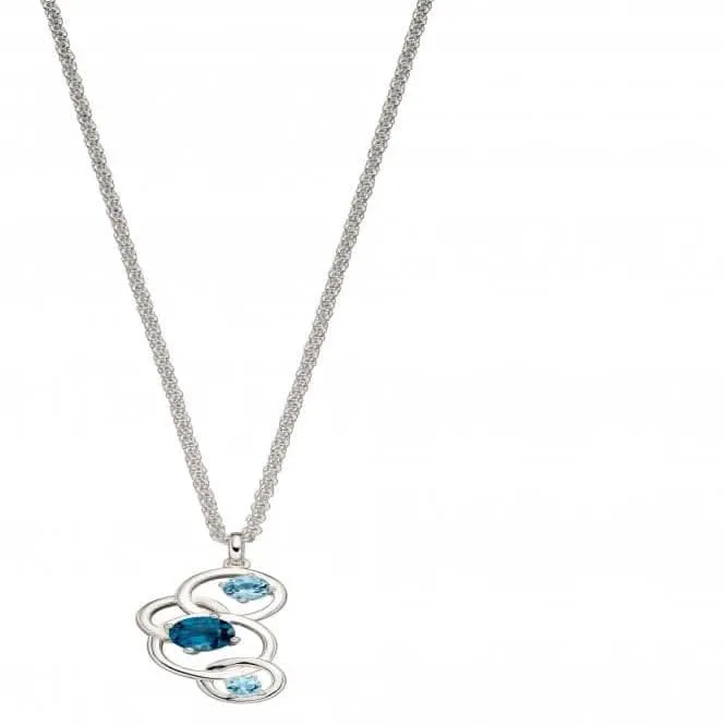 Pendentif en argent sterling avec topaze bleue semi-précieuse P4844T - Bijoux Beginnings