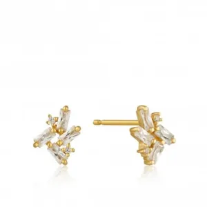Boucles d'oreilles à clous en argent sterling plaqué or brillant E018-05G Ania Haie Jewellery