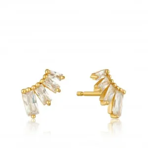Boucles d'oreilles à clous Barre Lumineuse en Argent Sterling plaqué Or brillant E018-04G Ania Haie Jewellery