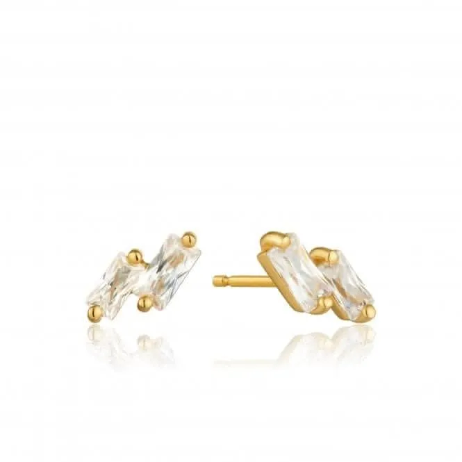 Boucles d'oreilles à clous en argent sterling plaqué or brillant E018-07G Ania Haie Jewellery