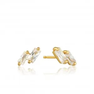 Boucles d'oreilles à clous en argent sterling plaqué or brillant E018-07G Ania Haie Jewellery