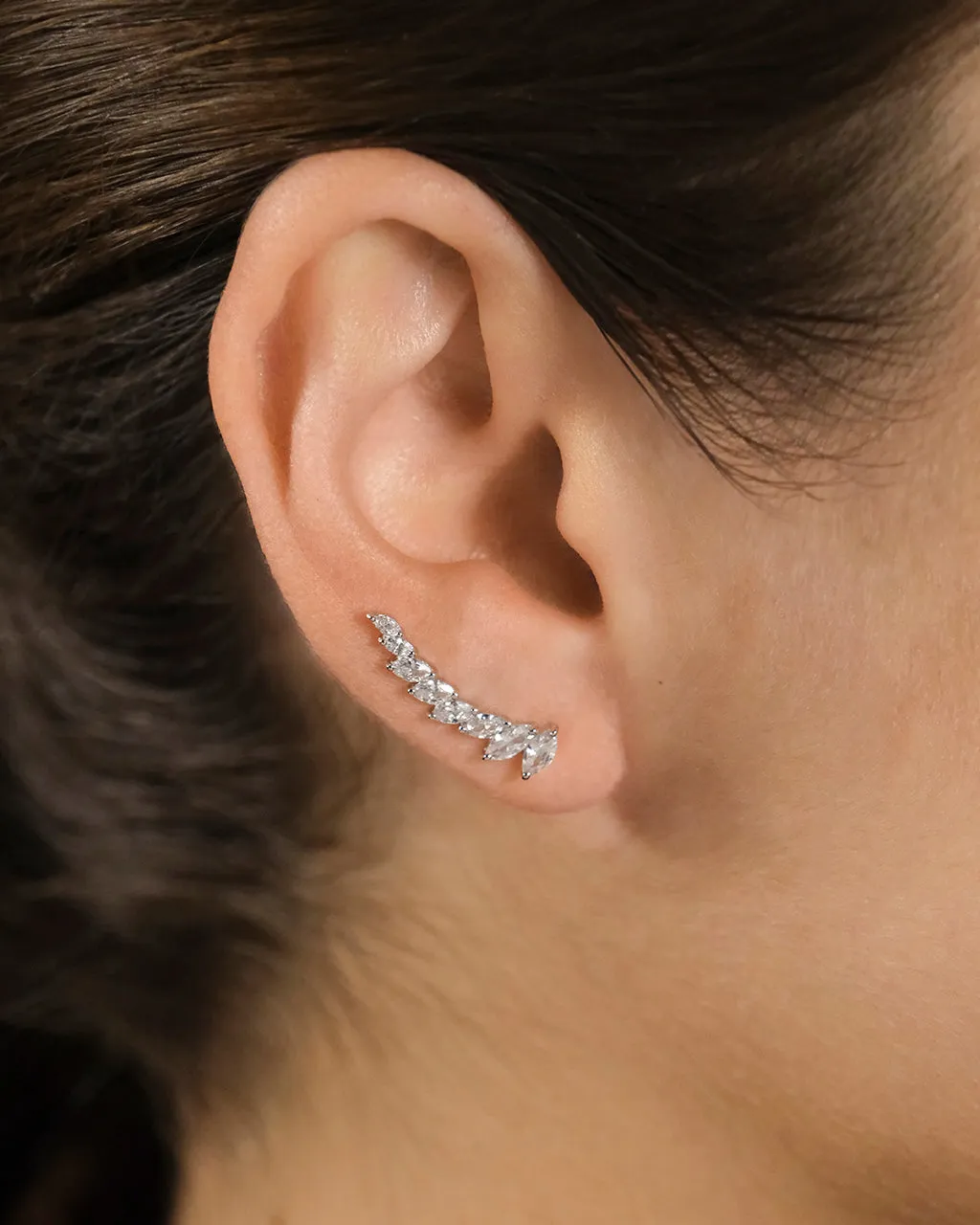 Boucles d'oreilles threader crawler en argent sterling Skye CZ