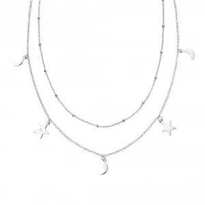 Collier Double Rangée Étoile et Lune en Argent Sterling N4378 Beginnings Jewellery