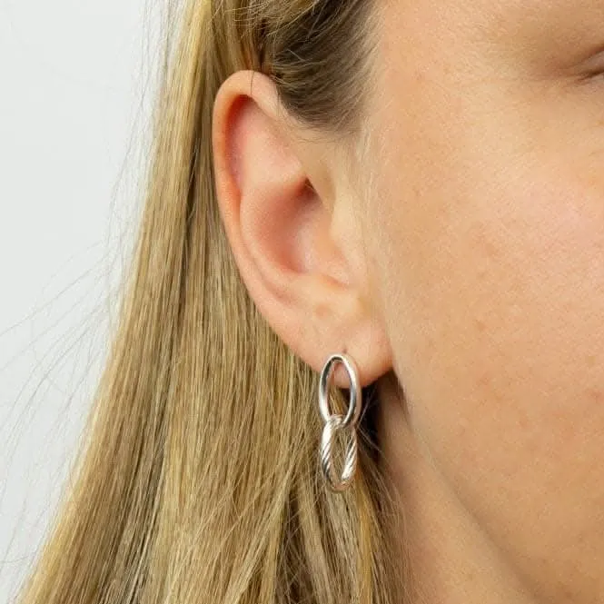 Boucles d'oreilles à chaîne double lien texturé E6014 Beginnings Jewellery