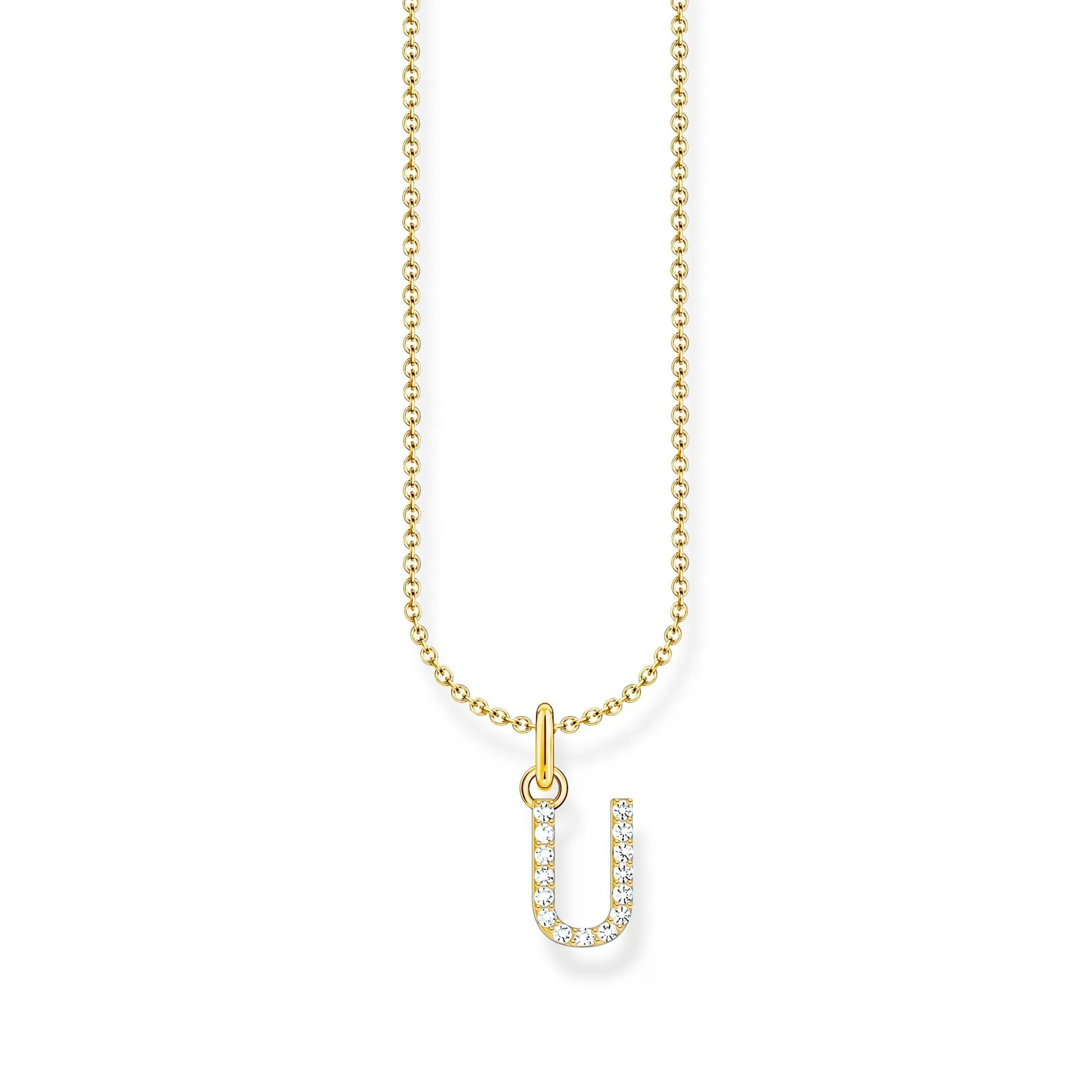 Collier pour femmes Thomas Sabo avec pendentif lettre U et zircone blanche - or