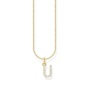 Collier pour femmes Thomas Sabo avec pendentif lettre U et zircone blanche - or
