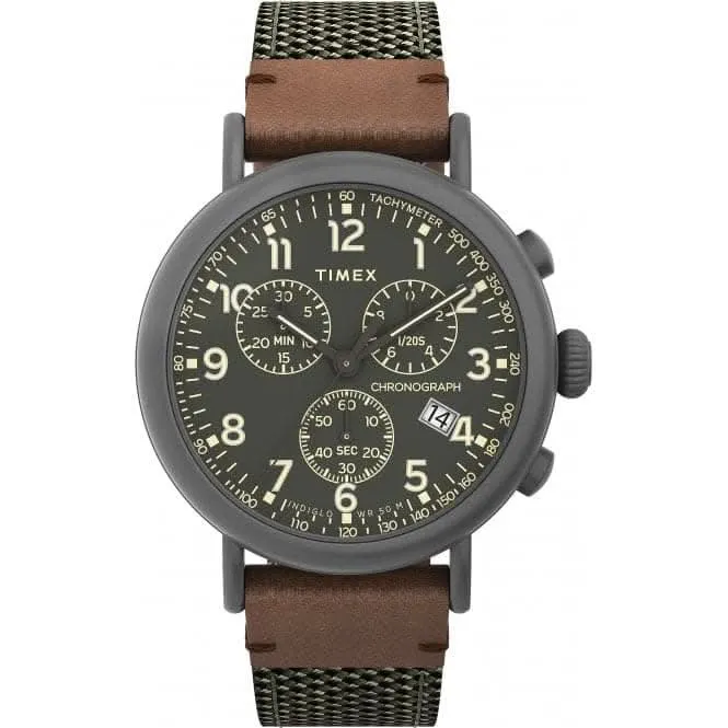 Montre Timex Standard Chronographe avec Bracelet en Tissu et Cuir TW2U89500
