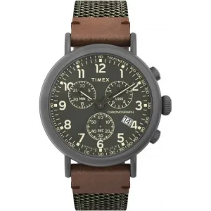 Montre Timex Standard Chronographe avec Bracelet en Tissu et Cuir TW2U89500
