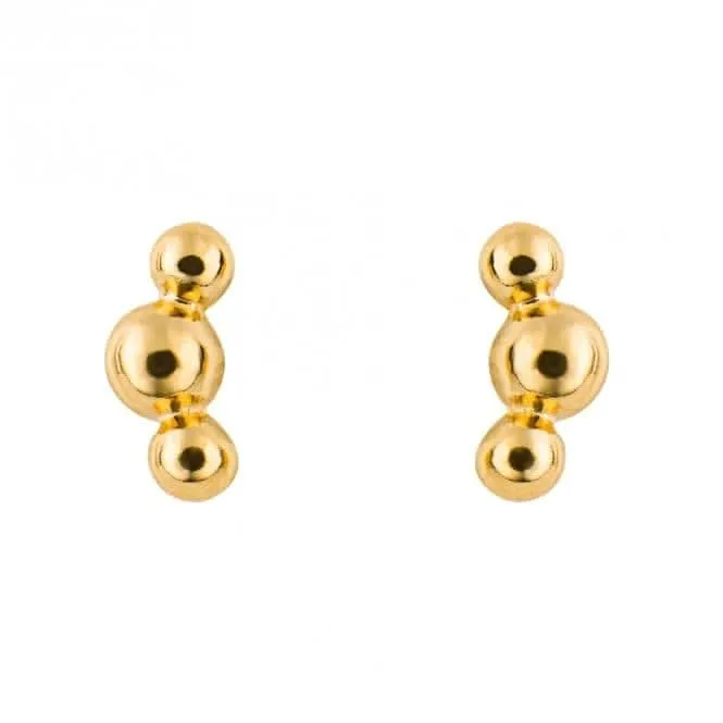 Boucles d'oreilles à clous plaqués or Triple Boule E6276 Beginnings Jewellery
