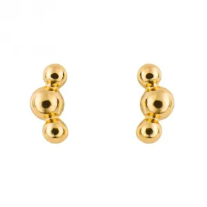 Boucles d'oreilles à clous plaqués or Triple Boule E6276 Beginnings Jewellery