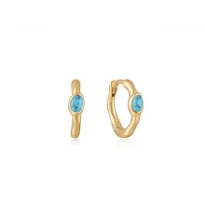 Boucles d'oreilles Huggie à vague turquoise E044-02G Ania Haie Jewellery