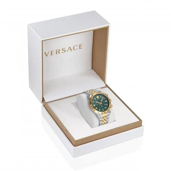 Montre Versace Gents Hellenyium en acier inoxydable verte VE2U00522