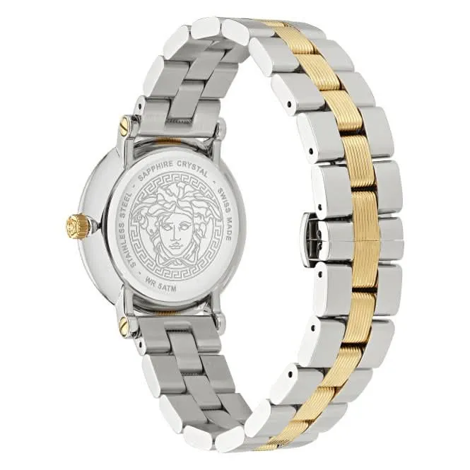 Montre pour femme Versace en acier inoxydable à bordure crantée VE7F00423