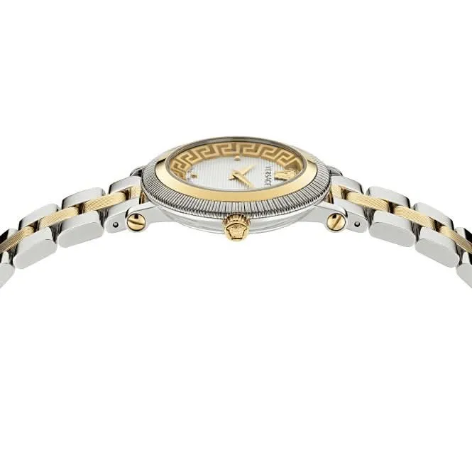 Montre pour femme Versace en acier inoxydable à bordure crantée VE7F00423