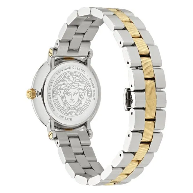 Montre pour femme Versace en acier inoxydable à bordure crantée VE7F00523