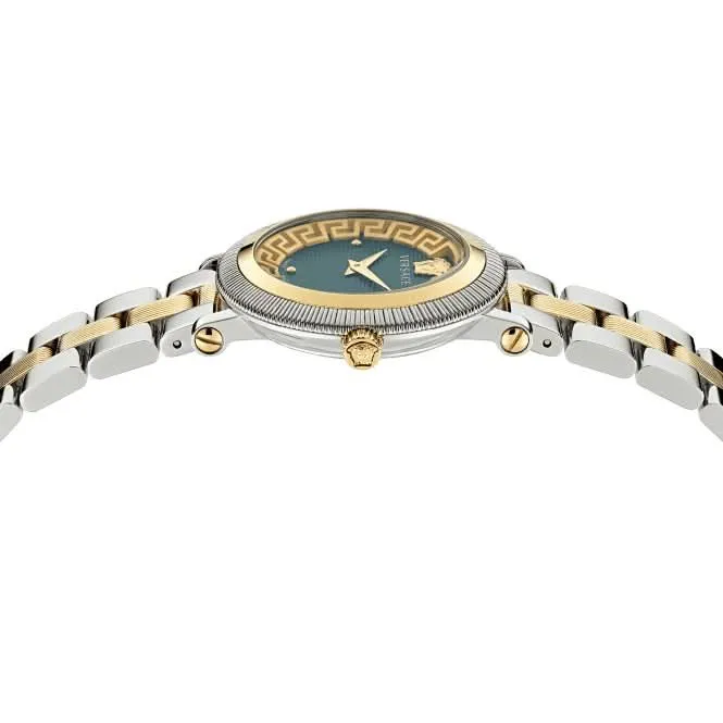 Montre pour femme Versace en acier inoxydable à bordure crantée VE7F00523
