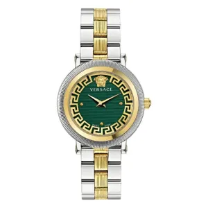 Montre pour femme Versace en acier inoxydable à bordure crantée VE7F00523