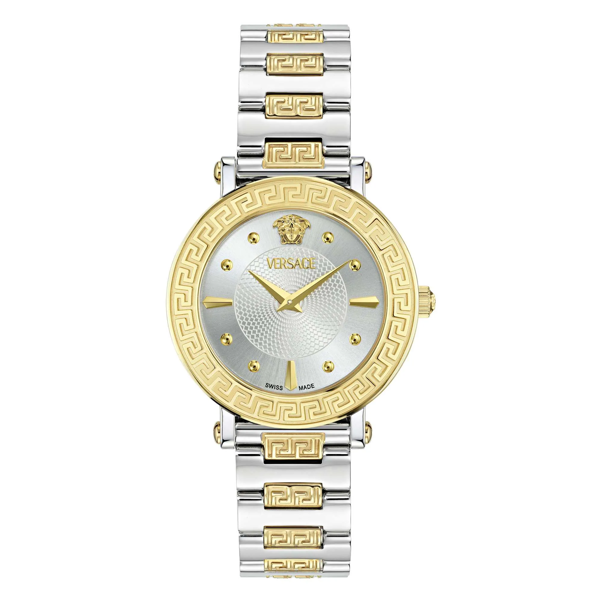 Montre Versace Femme Greca Sphère Argenté Cadran Soleil Blanc VE9C00524