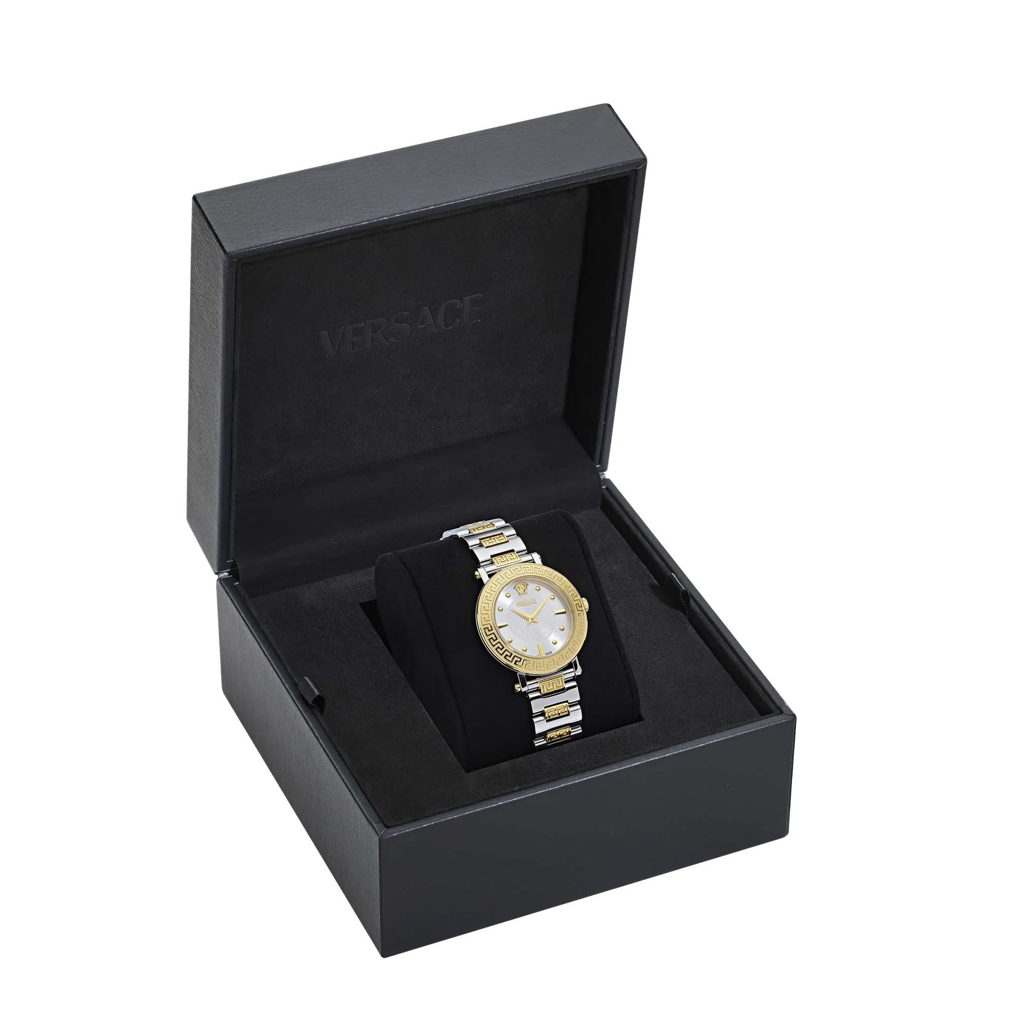 Montre Versace Femme Greca Sphère Argenté Cadran Soleil Blanc VE9C00524