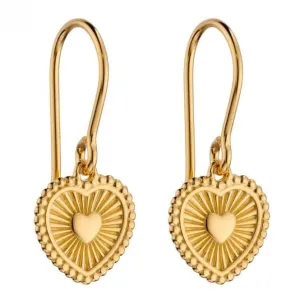 Boucles d'oreilles pendantes en forme de cœur à texture rayon de soleil plaquées or jaune E6001 Beginnings Jewellery