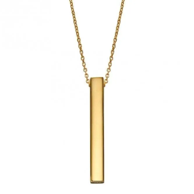 Collier barre verticale gravable plaqué or jaune N4425 Beginnings Jewellery