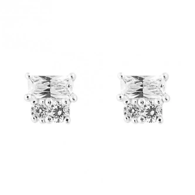 Boucles d'oreilles à clous en zircone baguette E6278C Beginnings Jewellery
