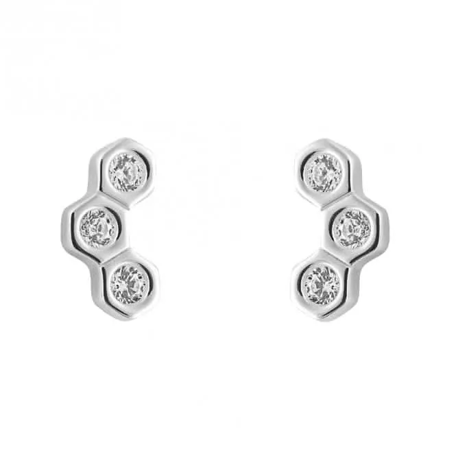 Boucles d'oreilles à clous en nid d'abeille zircone E6277C Beginnings Jewellery