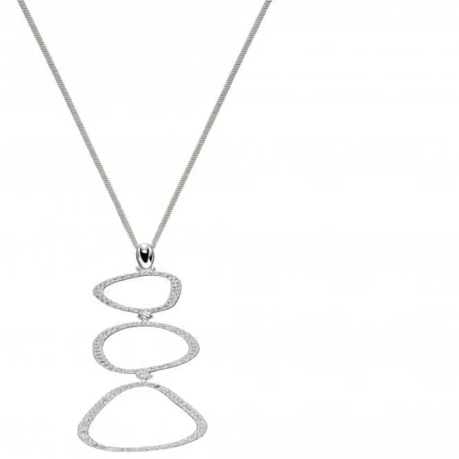 Pendentif goutte en zircone avec contour galet P4840C - Bijoux Beginnings